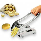Подрібнювач для картоплі металевий картоплерізка з двома насадками для картоплі фрі, фото 4