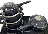 Набір каструль із гранітним покриттям Higher kitchen НК-315 Чорний, фото 3