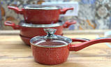 Набір каструль із гранітним покриттям Higher kitchen НК-314 Червоний, фото 2
