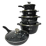 Набір каструль із гранітним покриттям Higher kitchen НК-305 Чорний, фото 2