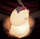Нічник-світильник силіконовий на акумуляторі з різними кольорами підсвічування Єдиноріг Lovely Horse, фото 2
