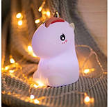 Нічник-світильник силіконовий на акумуляторі з різними кольорами підсвічування Єдиноріг Lovely Horse, фото 7