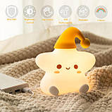 Нічник-світильник силіконовий на акумуляторі з різними кольорами підсвічування Зірочка Star, фото 5