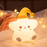 Нічник-світильник силіконовий на акумуляторі з різними кольорами підсвічування Зірочка Star, фото 7