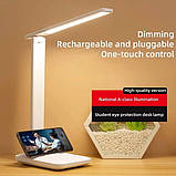 Лампа настільна світлодіодна акумуляторна МТ-860 Регулювання за тоном і яскравістю USB лампа з підставкою, фото 3