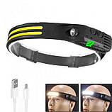 Налобний туристичний світлодіодний ліхтарик BL-W689-LM+2COB (white+red), Motion Sensor, Li-Ion аккум. ЗУ Type-, фото 3