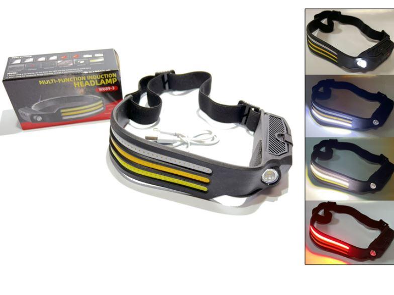 Налобний світлодіодний ліхтарик BL-W689-LM+3COB (white+yellow+red), Motion Sensor, Li-Ion аккум., ЗУ Type-C, Box