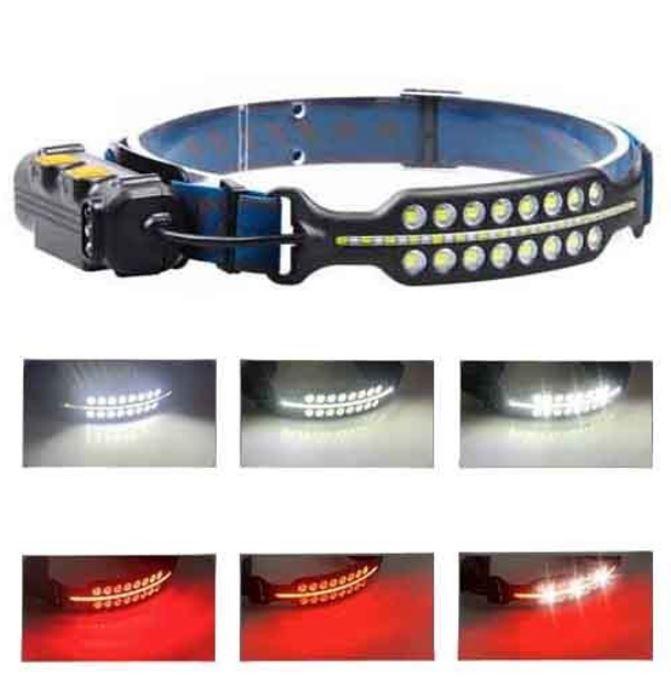 Налобний світлодіодний ліхтарик BL-W690-2-SMD (white+red), Motion Sensor, Li-Ion акум., ЗУ Type-C, Box