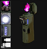 Ліхтар ручний MULTIFUNCTIONAL D51-COB green із запальничкою Li-Ion індикація заряду Type-C Box, фото 2