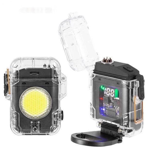 Ліхтар ручний MULTIFUNCTIONAL D52-2-COB black із запальничкою Li-Ion індикація заряду Type-C Box, фото 1