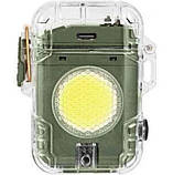 Ліхтар ручний MULTIFUNCTIONAL D52-2-COB green із запальничкою Li-Ion індикація заряду Type-C Box, фото 2