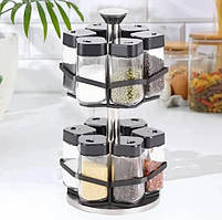 Набір баночок для спецій на підставці 12 шт BSJ2407-2 Настільний органайзер для спецій