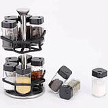 Набір баночок для спецій на підставці 12 шт BSJ2407-2 Настільний органайзер для спецій, фото 2