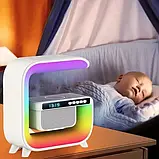 Нічник акумуляторний RGB G3 з бездротовою зарядкою та Bluetooth колонкою, фото 6