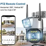 Вулична WIFI камера відеоспостереження з двома об'єктивами Smart PTZ 2/2Mп, APP V380Pro, нічна зйомка, фото 3