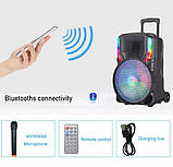 Переносна акустична система MEGAFOX GZ-612 (12"x1) (30 W) (Бездротовий мікрофон + пульт) 3000 mAh, фото 4