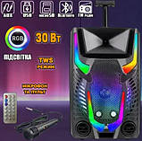 Переносна акустична система MEGAFOX GZ-8912 (12"x1) (30 W) (Мікрофон + пульт) 2400 mAh, фото 6