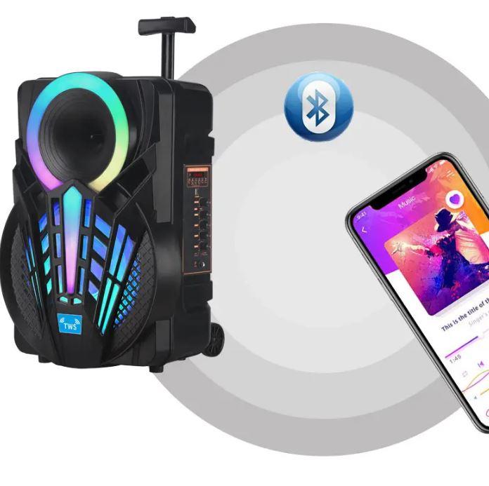 Переносна акустична система MEGAFOX GZ-P12 (12") (30 W) (бездротовий Мікрофон + пульт) 2400 mAh, фото 1