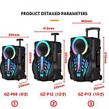 Переносна акустична система MEGAFOX GZ-P12 (12") (30 W) (бездротовий Мікрофон + пульт) 2400 mAh, фото 9