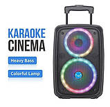 Переносна акустична система SURFACE NDR-2680 (8"+6.5") (10 W) (Провідний Мікрофон + пульт) 2400mAh, фото 3