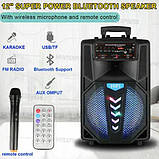 Переносна акустична система SURFACE NDR-W1012 (12"x1) (40 W) (бездротовий Мікрофон + пульт) 2400 mAh, фото 3