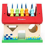 Розвивальний будиночок для дітей 8019 з геометричними фігурками Сортер бізікуб Розвивальна іграшка, фото 7