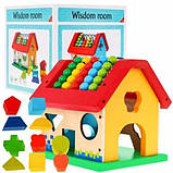 Розвивальний будиночок для дітей 8019 з геометричними фігурками Сортер бізікуб Розвивальна іграшка, фото 8