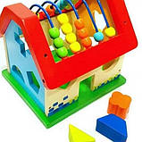 Розвивальний будиночок для дітей 8019 з геометричними фігурками Сортер бізікуб Розвивальна іграшка, фото 9
