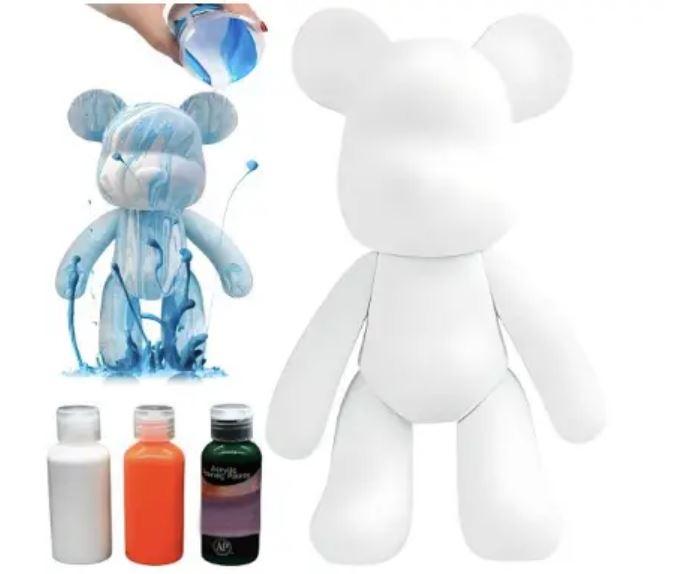 Набір для творчості Флюїдний Ведмедик Розмальовка DIY Creative Fluid Bear 23 см 3 фарби в комплекті
