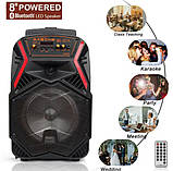 Переносна акустична система MEGAFOX OTY-895 (8"x1) (10 W) (бездротовий Мікрофон + пульт) 2400 mAh, фото 9