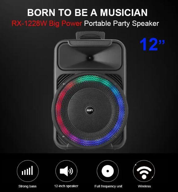 Переносна акустична система SURFACE RX-1228W (12"x1) 20 W (бездротовий Мікрофон + пульт) 2400 mAh, фото 1