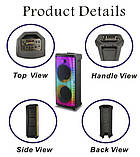 Переносна акустична система SURFACE RX-6238 (6,5"x2 + tweet) 30 W (бездротовий мікрофон) (Пульт) 4000mAh, фото 3