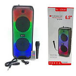 Переносна акустична система RX-6268 (6.5"х2) 10 Вт з дротовим мікрофоном та пультом 2400mAh, фото 2