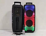 Переносна акустична система RX-6268 (6.5"х2) 10 Вт з дротовим мікрофоном та пультом 2400mAh, фото 4