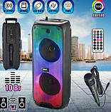 Переносна акустична система RX-6268 (6.5"х2) 10 Вт з дротовим мікрофоном та пультом 2400mAh, фото 7