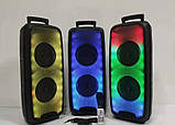 Переносна акустична система RX-6268 (6.5"х2) 10 Вт з дротовим мікрофоном та пультом 2400mAh, фото 9