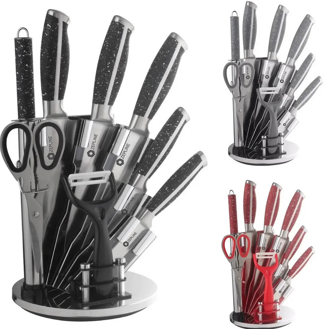 Професійний набір з 9 ножів на підставці Zepline ZP-027, фото 1
