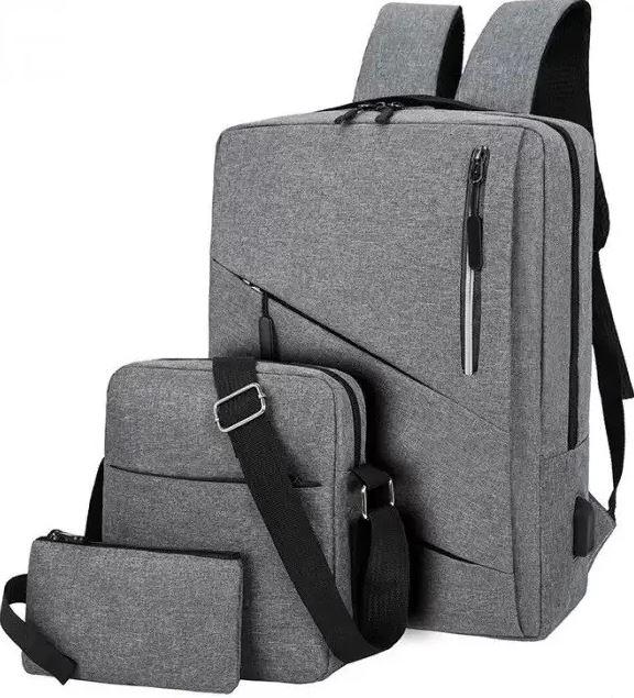 Рюкзак + сумка + гаманець для чоловіків BAG 1935 із USB Чоловічий міський універсальний рюкзак, фото 1