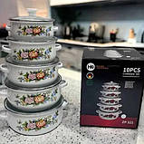 Набір емальованих каструль Higher Kitchen ZP-321 10 шт., фото 4