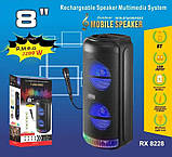 Переносна акустична система SURFACE RX-8228 (8"x2) (30 W) (Дротовий мікрофон) (3000mAh) (Пульт), фото 6
