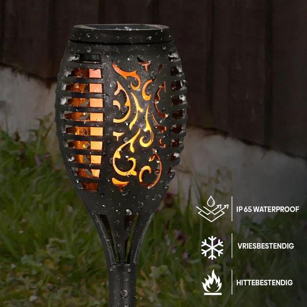 Вуличний садовий світильник на сонячній батареї з ефектом полум'я Водонепроникний ліхтар для саду, фото 1