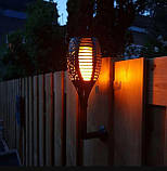 Вуличний садовий світильник на сонячній батареї з ефектом полум'я Водонепроникний ліхтар для саду, фото 2