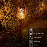 Вуличний садовий світильник на сонячній батареї з ефектом полум'я Водонепроникний ліхтар для саду, фото 6