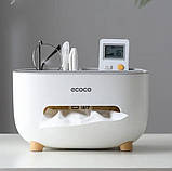 Настільний контейнер для серветок з підставкою для телефону Tissue box AND-117 Органайзер для серветок, фото 8