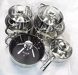 Набір каструль UNIQUE UN-5036 12пр. (2,1л, 2,1л, 2,9л, 3,9л, 5,1л, 6,5л, з кришками), фото 3