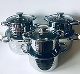 Набір каструль UNIQUE UN-5035 12пр. (2,1л, 2,9л, 2,9л, 3,9л, 5,1л, 6,5л, з кришками), фото 4