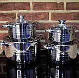 Набір каструль UNIQUE UN-5032 8 предметів (2,1л, 2,9л, 3,9л, 6,2л, з кришками), фото 7