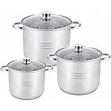 Набір каструль UNIQUE UN-5041 6предметів (7,2л, 9л, 11,1л, з кришками), фото 2