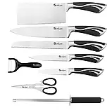Набір кухонних ножів на підставці, що обертається, UNIQUE UN-1834 (9 предметів), фото 3