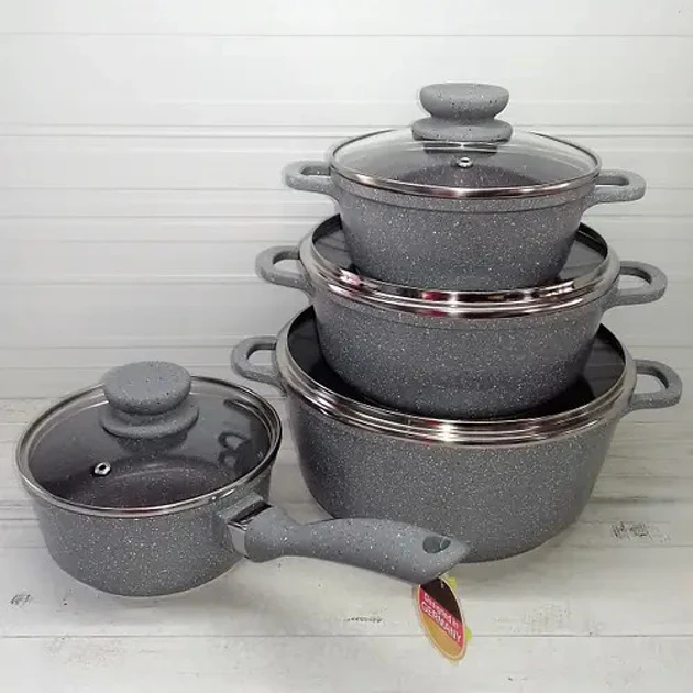 Набір казанів Edenberg EB-9181 8 предметів з мармуровим покриттям, фото 1